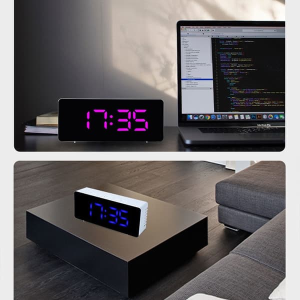 1 st Digital Väckarklocka för Sovrum | Driven, Stor Display, Temperatur- och Timerfunktioner, Justerbar Ljusstyrka, Multi-läge, Idealisk för Kontor, Hem Blue