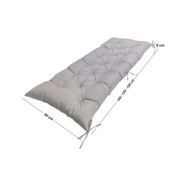 Hagebenkpute 2 eller 3 seter sittepute, 8 cm tykk vanntett setepute erstatningspute, 120X50cm