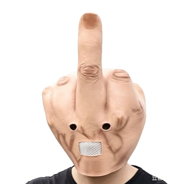 Sjov langemand-maske til Halloween-kostumefest Raise the middle finger