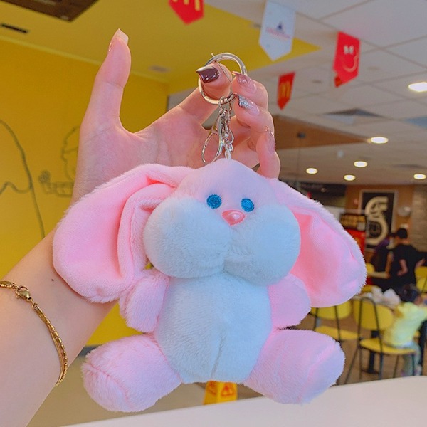 Tegneserie Kuromi dukke skoletaske vedhæng dukke plys legetøj par nøglering taske vedhæng Plush Dudu Rabbit-Pink 11cm (with keychain)