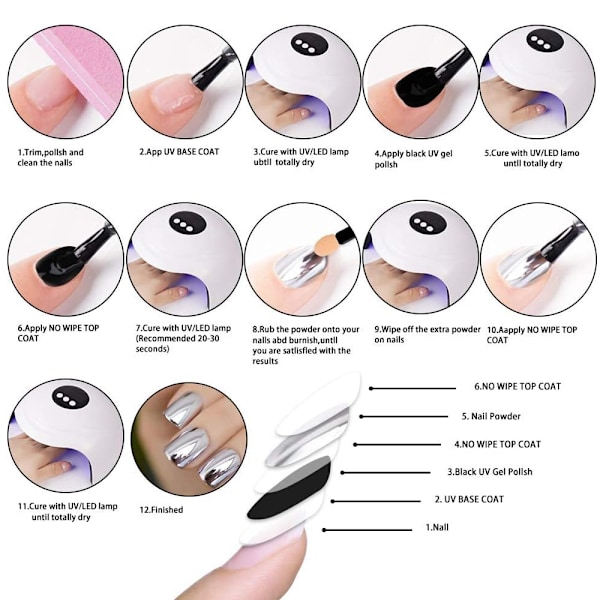 Holografiskt Krom Nagelpulver, Enhörningsspegel Effekt Premium Salong Regnbåge Nagelglitter Manikyr Pigment