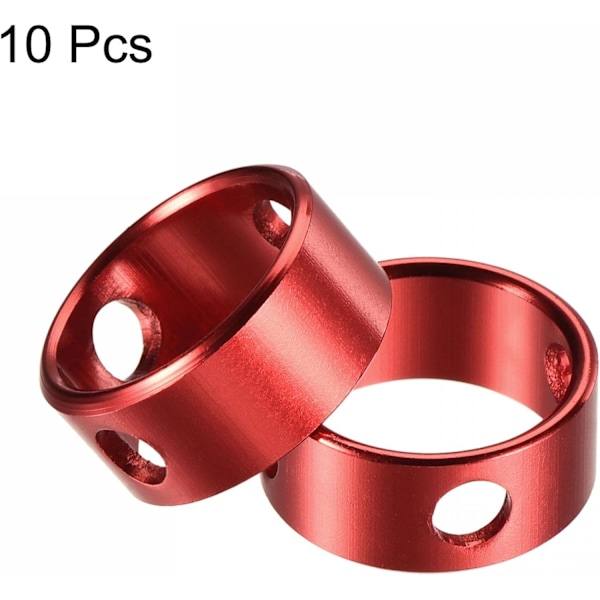 Ring Repspännare, Aluminium 4,5 mm 3 Håls Tältrepsjusterare för Utomhuscamping Tältresor, Rött Paket med 10
