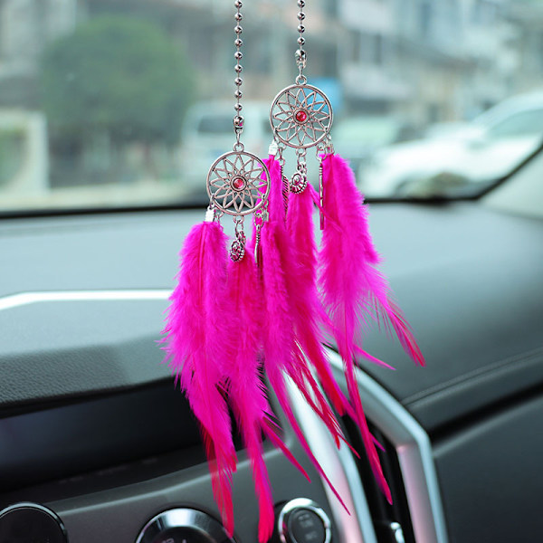 Luova auton riipus sulka unisieppari taustapeili auton koriste riippuva auton sisätilan riipus Violet Feather Dream Catcher