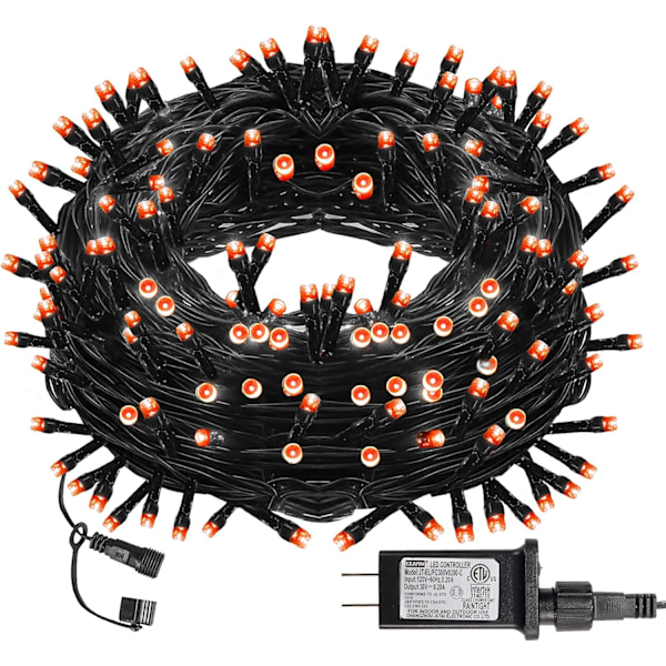 Lyslenke med 200 LED-lys, 20 meter lang, for julebelysning Oransje Orange 200 LEDs