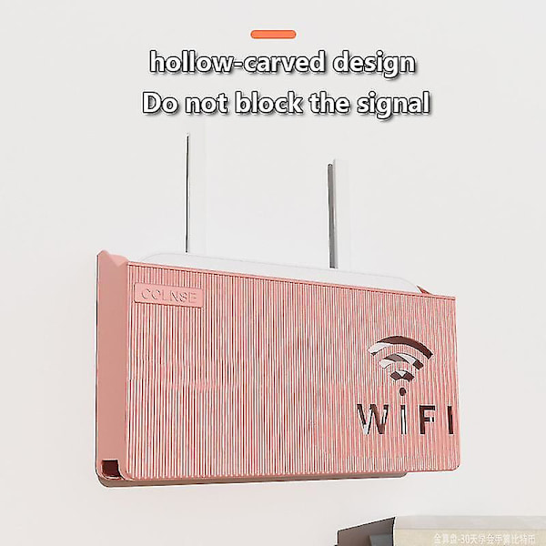 Trådløs Wifi Ruter Hylle Oppbevaringsboks, Veggmontert Abs Plast Organizer Boks, Kabel Strømfeste Organizer Boks(hvit) black
