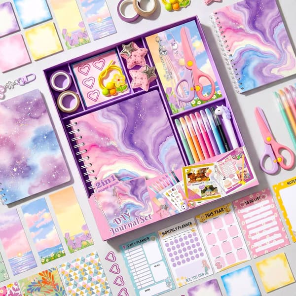 Nytt lila DIY-dagbokset klippbok för flickor födelsedagspresent 2026 SH041 - Purple Diary Set