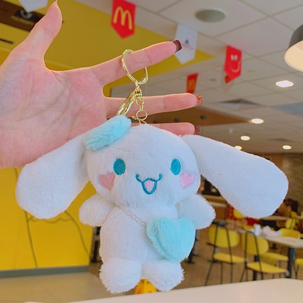 Tecknad Kuromi docka skolväska hänge docka plyschleksak par nyckelring väska hänge Love Blue Bag Cinnamon Dog-Blue 11cm (with keychain)