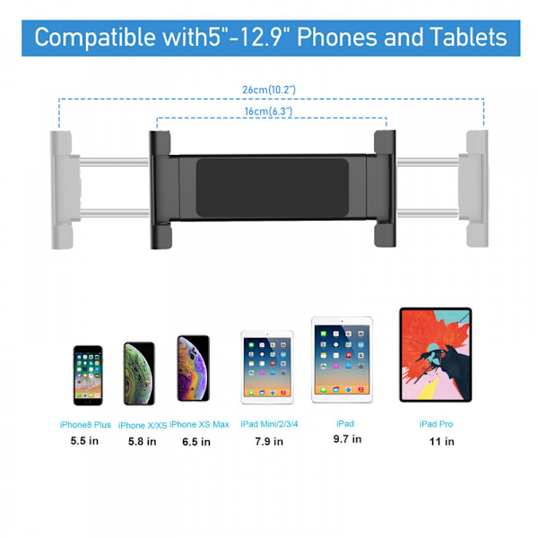 Tablet Stand Holder Højdejusterbar 360° Drejelig Bordstander til 5\"-15.5\" iPad & Andre Tablets/Telefoner
