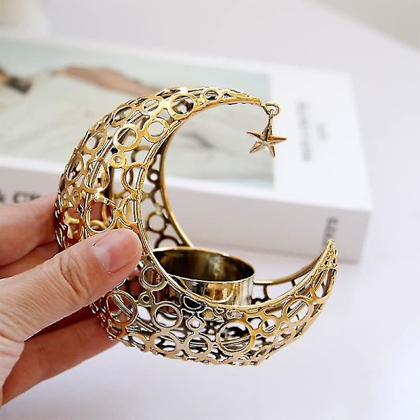 Yaju Metall Månsken Tealight Ljusstake Ställ Dekorativ Tealight Ljusstake Te Ljusbricka För Hem/Trädgård/Bröllop (Guld)(1st)