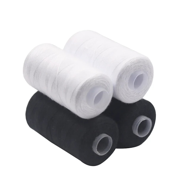 2-pack 500m Polyester Sytråd, Stark och Hållbar, Svart och Vit, för Hand- och Symaskiner