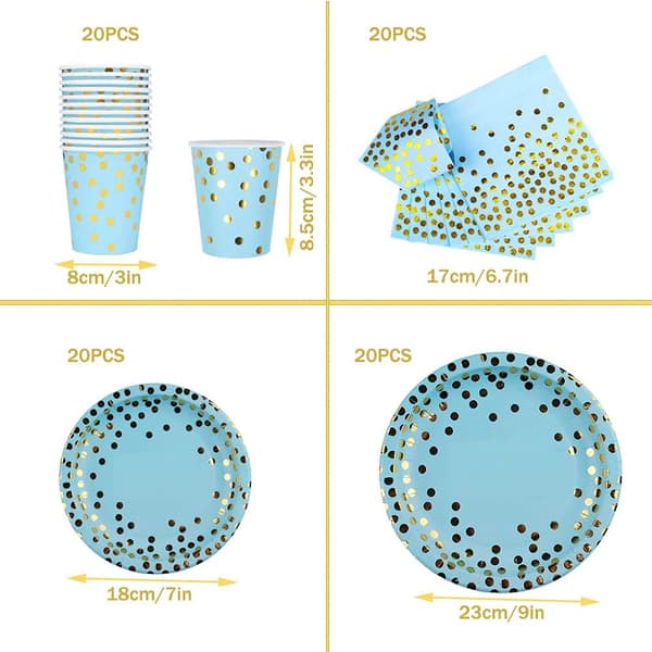 80-pack Paper Plates, Napkins, and Cups, Disposable Party Tableware Set