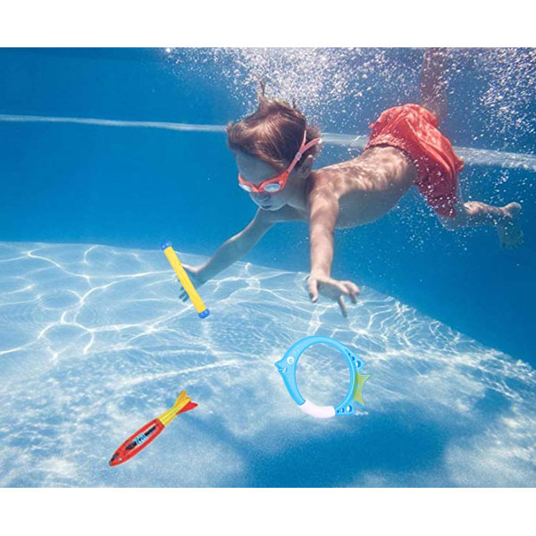 Pool Dive Leksaker Undervattens Simning Kasta Dive Torpedo Shark 4-pack