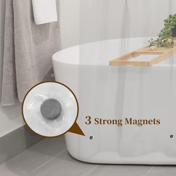 Premium PEVA Duschdraperifoder Transparent Vattentätt Lättvikt Standardstorlek Badrumsgardin Med Rostfria Ringar Och 3 Magneter 180x200cm