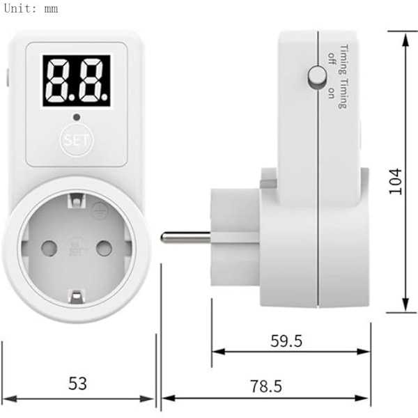 Nedtellingskontakt, 220-240V europeisk timer for elektrisk kontakt, elektronisk