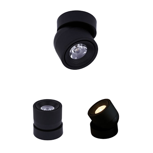 Dæmpbar LED Loftspot Indendørs Kunstlys Billedlys Downlight Retningsbestemt Loftlampe 12W 960LM (Sort)