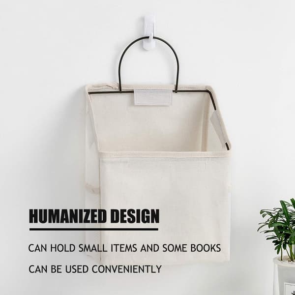 2x Väggförvaringsväska 25x11x29cm - Organizer i bomullslinne för skrivbord kök sovrum - Platsbesparande