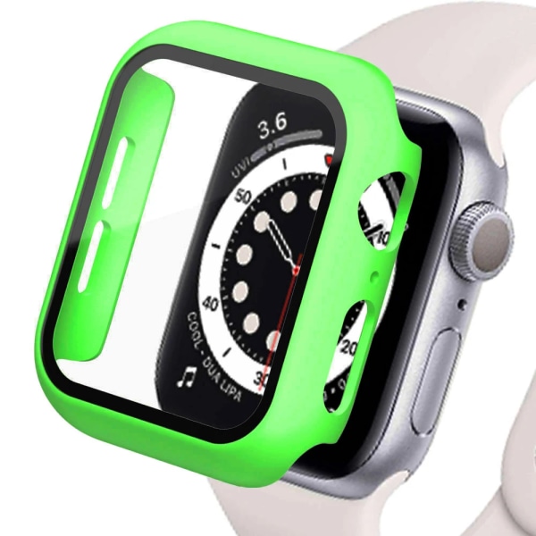 Hærdet cover til Apple Watch Watch Case 9 8 7 6 5 4 38 40mm Tilbehør Skærmbeskytter iWatch Serie 44mm 45mm 41mm 42mm Fluorescerende grøn 28 Fluorescent green 28 Series 123 42MM