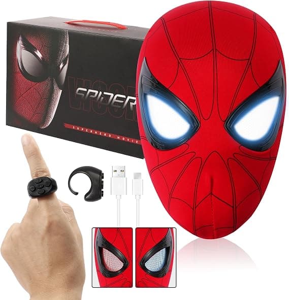 Spider-Man 1:1 Remote Control Elastic Mask with Movable Eyes for Cosplay (Chin Control)