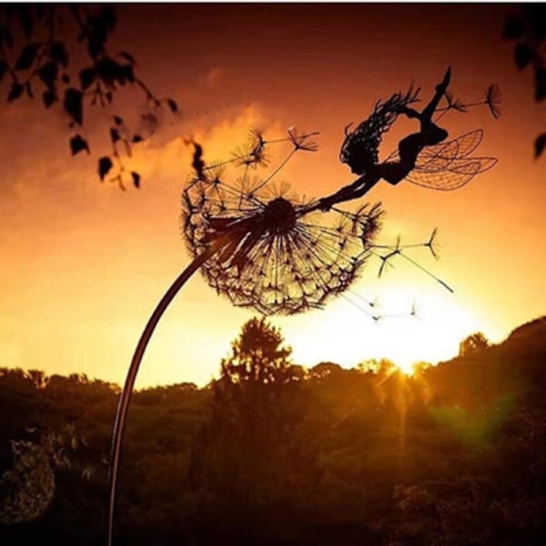 Dansende Fe Mælkebøtte Statue Ornament Pæle{HH} Dandelion F