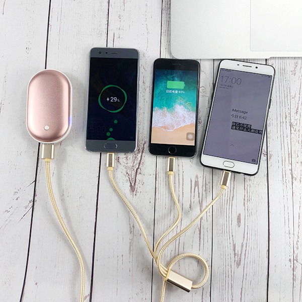 2 kpl Ladattavia Käsienlämmittimiä USB Virtapankki Sähköinen Taskulämmitin Valkoinen