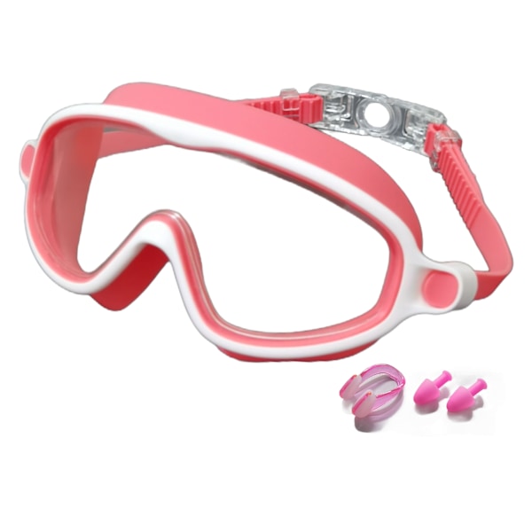 Barns simglasögon pojkar och flickor simning HD vattentäta och imskyddade stora simglasögon dykglasögon professionella glasögon Camouflage pink transparent