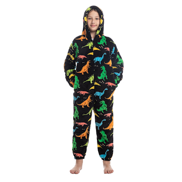 Barn Onesie Pyjamas Sött Mönster Tryck Dragkedja Unisex Mjuk med Huva för Vinter Höst Typ 3 Type 3 140
