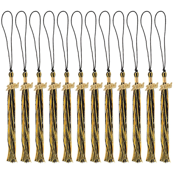 12 stk. dimissionskvaster akademiske dimissionshuekvaster dimissionshat dekorationer DIY kvaster 40X3,5cm 40X3.5cm Black Golden