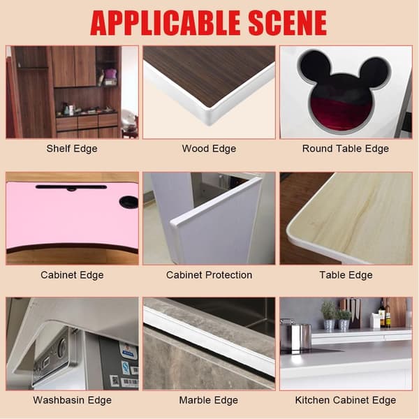 4m x 18mm Self-Adhesive U-Shaped Furniture Edge Banding, Edge Protector, Super Soft, Durable and Safe - White