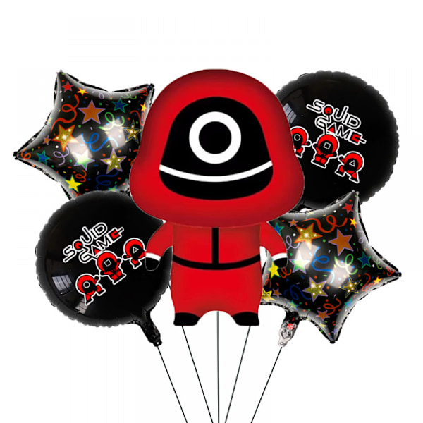 Squid Game Ballonger 5-PACK Rött Manager Tema Paket