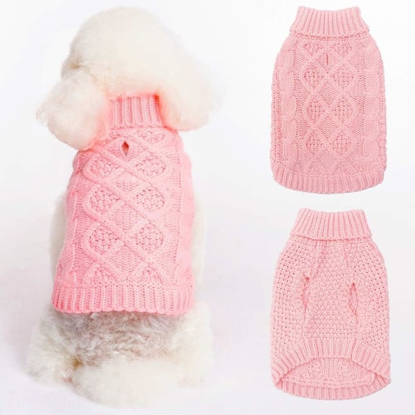Halsduk Hundtröja - Vinterjacka Kläder Klassisk Kabel Stickad Kläder med Koppelhål för Kallt Väder, Perfekt Present till Husdjur i Nytt År