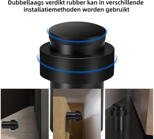 2 dørstoppere - Vægbeskytter til døre - Borefri dørstopper - Velegnet til indendørs og udendørs brug (4 x 6 cm)