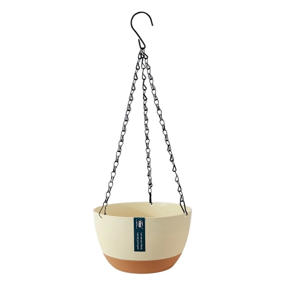 Automatisk Vattenabsorberande Blomkruka, Modern Hängande Korg med Kontrastfärg, Krukor för Trädgård och Inomhusväxter, Balkongfäste beige