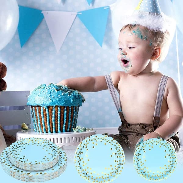 80-pack Paper Plates, Napkins, and Cups, Disposable Party Tableware Set
