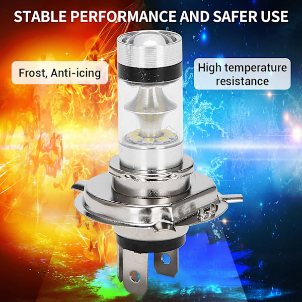 2 stk. H4 9003 HB2 LED Motorcykel Forlygtepærer HID Hi&Low Beam 6500K Hvid Effekt