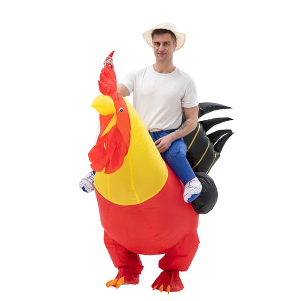 Fargerikt oppblåsbart hanekostyme for fest og cosplay Boxing Rooster 155-190cm
