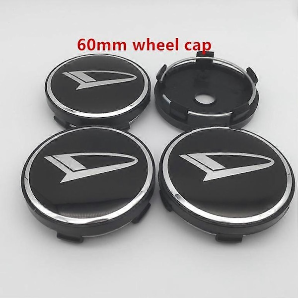 4 kpl 56mm 60mm Daihatsu Auton Pyöränkeskiön Kansi Navan Kapseli Merkki Tunnus Tarra Pico Materia Rocky Kopen Copen Esse Terios 60mm black cap 2