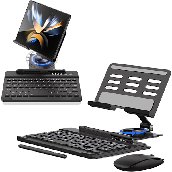 Samsung Galaxy Z Fold 6 5 4 Stativ og Tastatur Mus, Bærbart Mini Bluetooth-tastatur