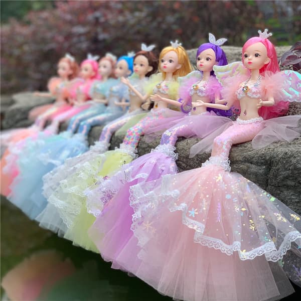 Fargerik havfrue-dukke prinsesseleke for jenter barnebursdagsgave lekefigur Bright Fish Green