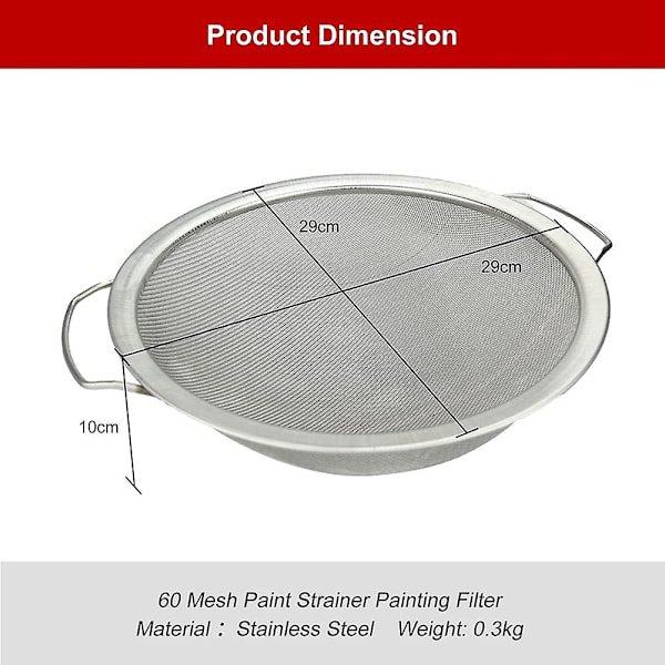 Malingfilter i rustfritt stål, malingssil, trakt, filterhette, filterverktøy, 60 mesh produkt, fw Silver