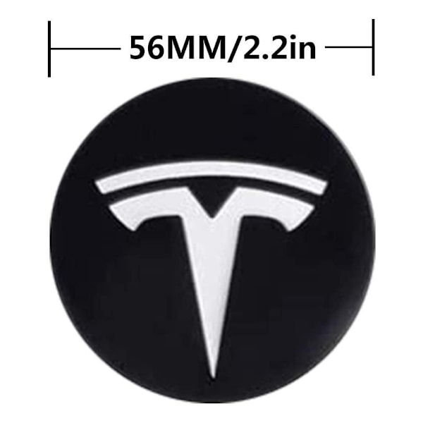 Svart röd uppsättning med 4 navkapseldekaler med billogotyp för Tesla Model 3 Model X Model S