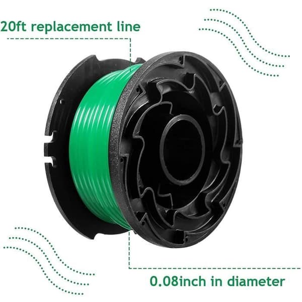 Pakke med 4 erstatningsspoler til BLACK+DECKER GL7033, GL8033, GL9035 græstrimmer, 4 x 6 m grøn nylonsnor, GH3000