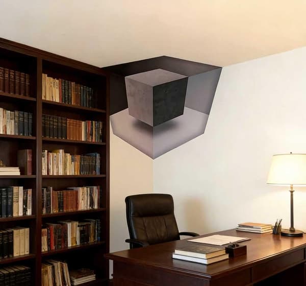 Reality-Bending Wall Art, 3D Wall Art Optical Illusion Corner Wall Decal, Modern Abstract 3D Stereoscopic Cube Sticker Perspective Decor