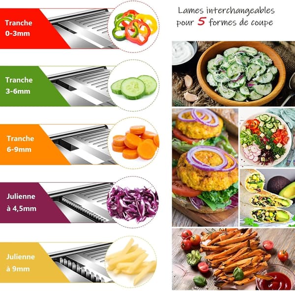 Justerbar Mandolin Kutter Grønnsak Frukt Kutter Rustfritt Stål Kjøkkenkutter For Løk Poteter Tomater Grønnsaker Og Frukt