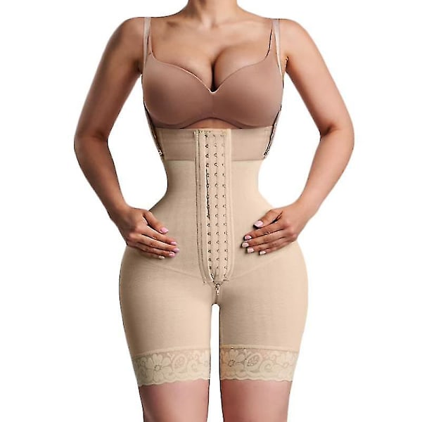 Underkläder för kvinnor Dubbel Hög Kompression Timglas Midjetränare Stusslyft Postoperativa Shorts Fajas Colombianas Beige Nv7{HH} XXXL