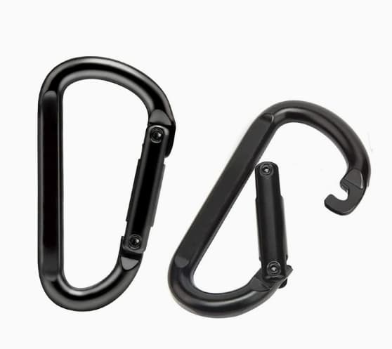 4-pak D-formede karabinhager 8x4cm Sort jern nøgleringclips til camping vandretilbehør