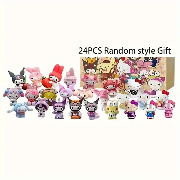 Sanrio Figur-Adventskalender med 24 søde samlefigurer, perfekt til jul, Halloween, Thanksgiving, påske Sanrio