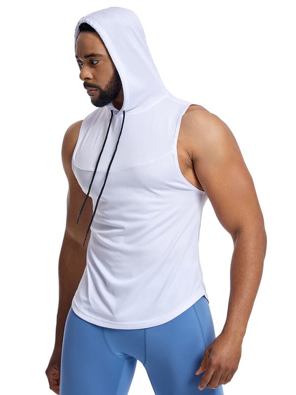 Treningshettegenser for menn, ermeløse gymtopper Hvit White 2XL