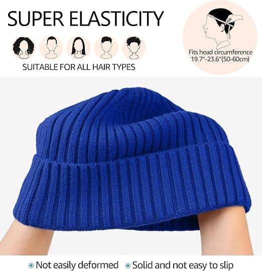 Varm strikket lue for menn kvinner barn vinter skull cap klassisk daglig blå