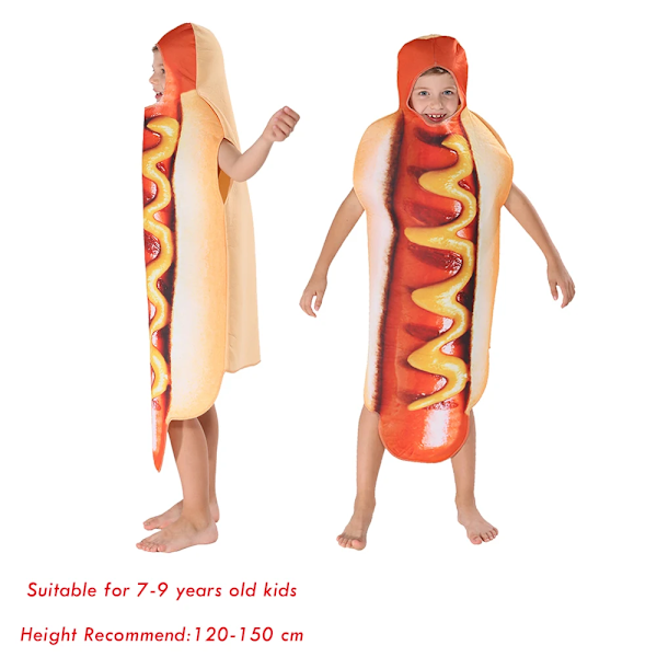 Rolig Mat Cosplay Halloween Kostym För Vuxna Jul Familjekläder Korv Pizza Semesterkläder Barn Korv Barn Hot dog Kids One Size