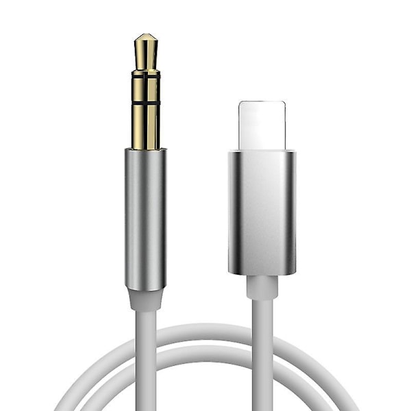 Aux-kabel for iPhone Aux Stereo Lydkabel Adapter Kompatibel med iPhone Bil Stereo, Høyttalere, Hodetelefoner - (Hvit)